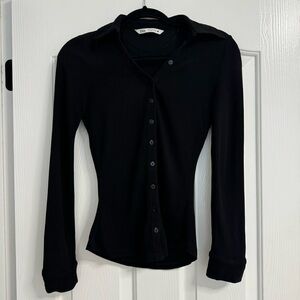 Zara button down black top